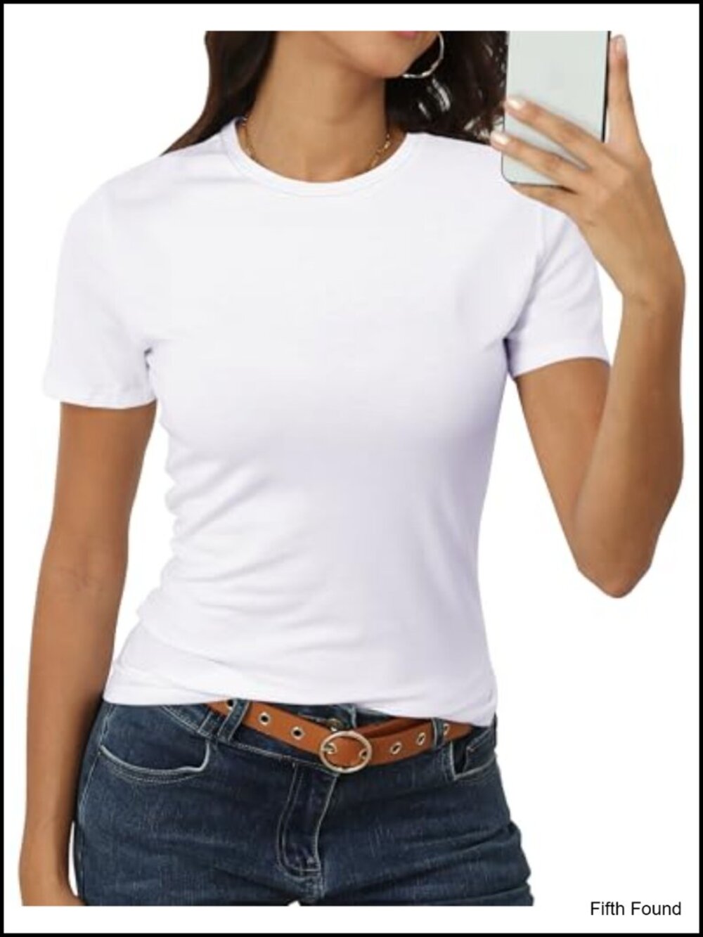 Women's Short Sleeve Crew Neck Cotton Blend Tee, Summer Basic Fitted T-Shirt